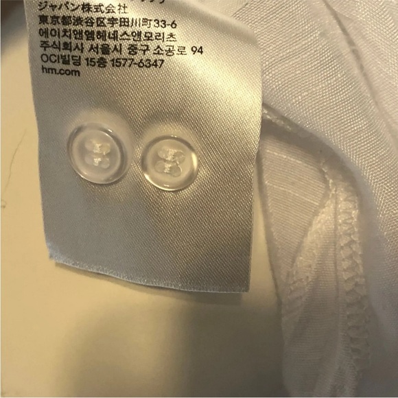 H&M Divided Long Shirt with Applique White Long Sleeve Buttons At cuff Size 14 - Picture 15 of 16